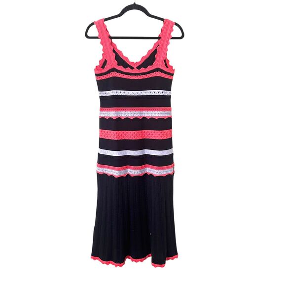 MILLY Striped Sleeveless Knit Midi Dress Small - Picture 3 of 8